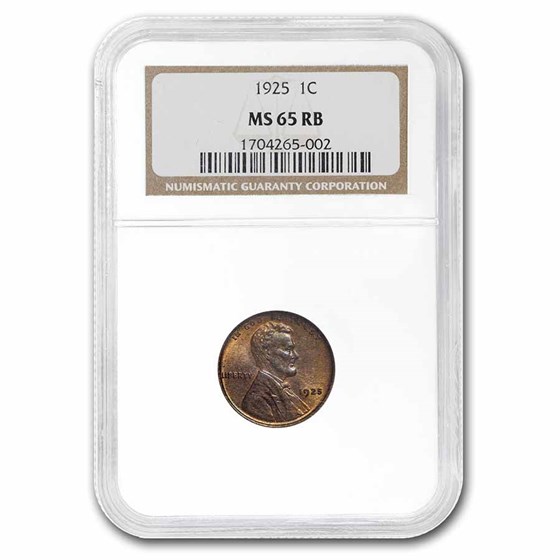 1925 Lincoln Cent MS-65 NGC (Red/Brown)