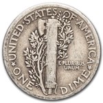 1925 Mercury Dime 50-Coin Roll Avg Circ