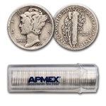 1925 Mercury Dime 50-Coin Roll Avg Circ