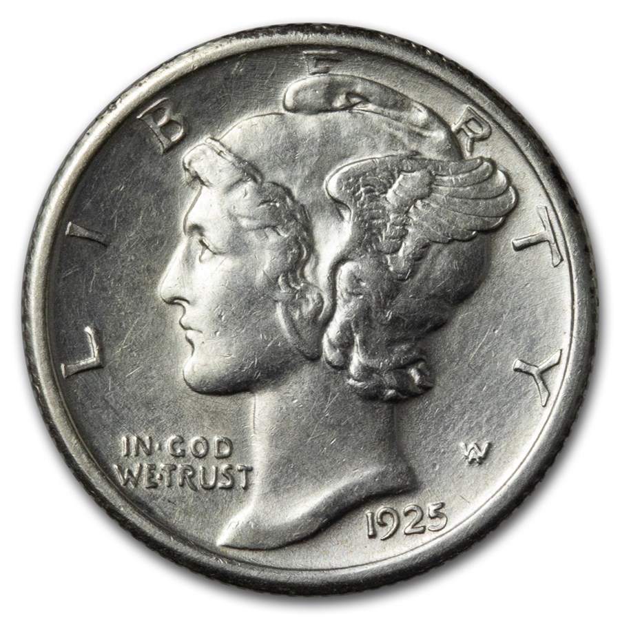 1925 Mercury Dime AU