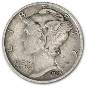 1925 Mercury Dime XF 1925 Mercury Dime XF