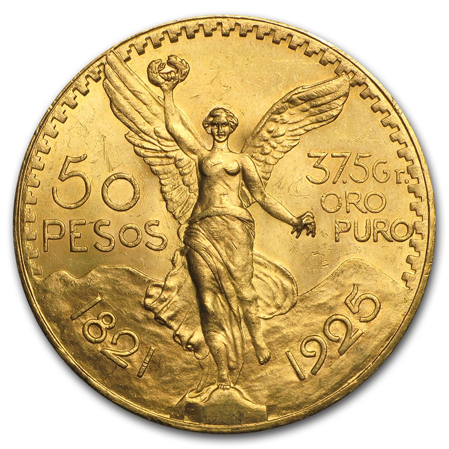 1925 Mexico Gold 50 Pesos BU