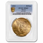 1925 Mexico Gold 50 Pesos MS-63 PCGS
