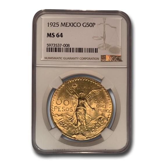1925 Mexico Gold 50 Pesos MS-64 NGC 1925 Mexico Gold 50 Pesos MS-64 NGC