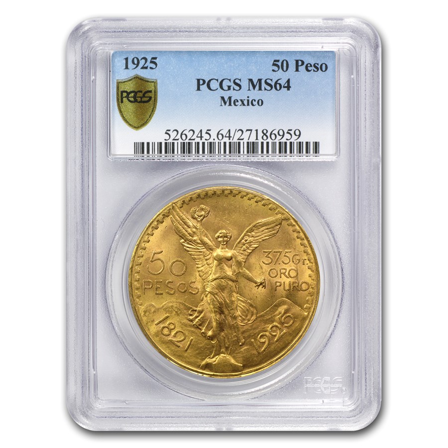 1925 Mexico Gold 50 Pesos MS-64 PCGS