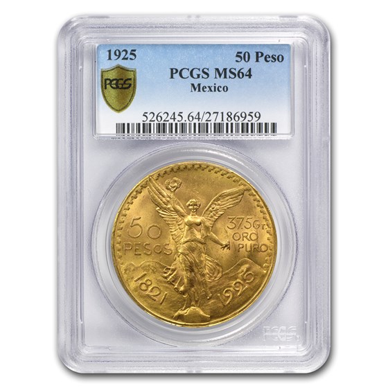 1925 Mexico Gold 50 Pesos MS-64 PCGS 1925 Mexico Gold 50 Pesos MS-64 PCGS