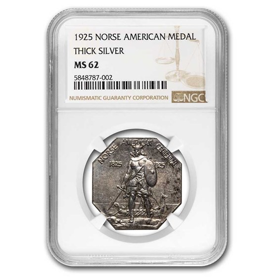 1925 Norse-American Centennial Medal MS-62 NGC (Thick) 1925 Norse-American Centennial Medal MS-62 NGC (Thick)