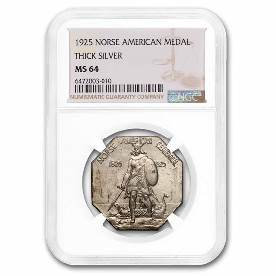 1925 Norse-American Centennial Medal MS-64 NGC (Thick, Octagonal) 1925 Norse-American Centennial Medal MS-64 NGC (Thick, Octagonal)