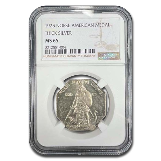 1925 Norse-American Centennial Medal MS-65 NGC (Thick) 1925 Norse-American Centennial Medal MS-65 NGC (Thick)