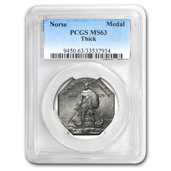 1925 Norse-American Silver Medal MS-63 PCGS (Thick Planchet)