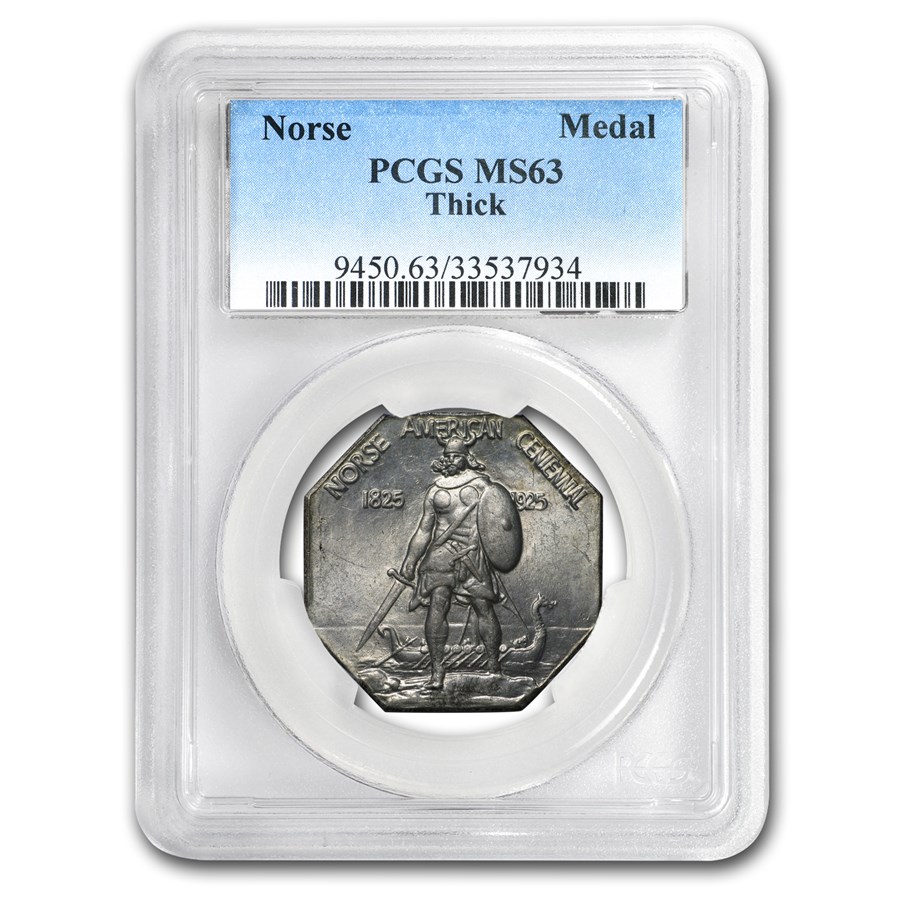 1925 Norse-American Silver Medal MS-63 PCGS (Thick Planchet)