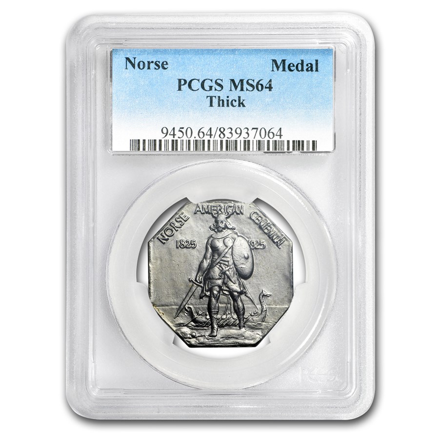 1925 Norse-American Silver Medal MS-64 PCGS (Thick Planchet)