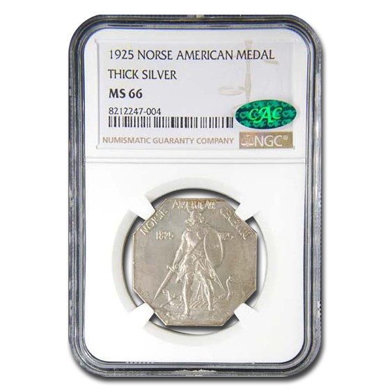 1925 Norse Centennial Medal Half Dollar MS-66 NGC CAC (Thick) 1925 Norse Centennial Medal Half Dollar MS-66 NGC CAC (Thick)