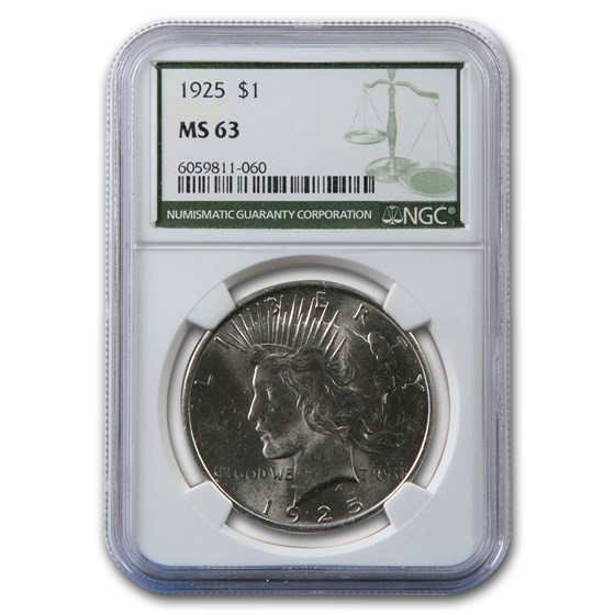 1925 Peace Dollar MS-63 NGC (Green Label) 1925 Peace Dollar MS-63 NGC (Green Label)