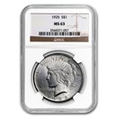 1925 Peace Dollar MS-63 NGC