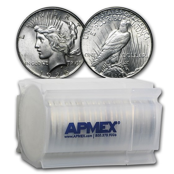 1925 Peace Silver Dollars BU (20-Coin Roll) 1925 Peace Silver Dollars BU (20-Coin Roll)