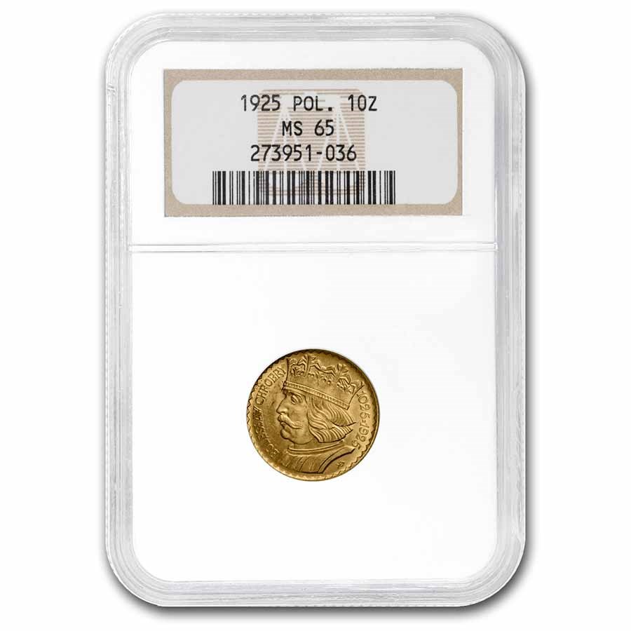 1925 Poland Gold 10 Zlotych Boleslaw MS-65 NGC