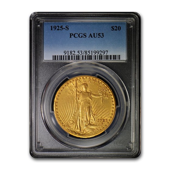 1925-S $20 Saint-Gaudens Gold Double Eagle AU-53 PCGS 1925-S $20 Saint-Gaudens Gold Double Eagle AU-53 PCGS