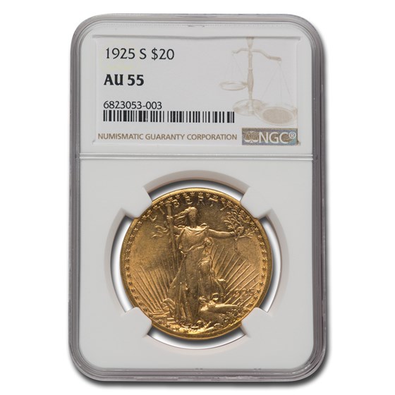 1925-S $20 Saint-Gaudens Gold Double Eagle AU-55 NGC 1925-S $20 Saint-Gaudens Gold Double Eagle AU-55 NGC