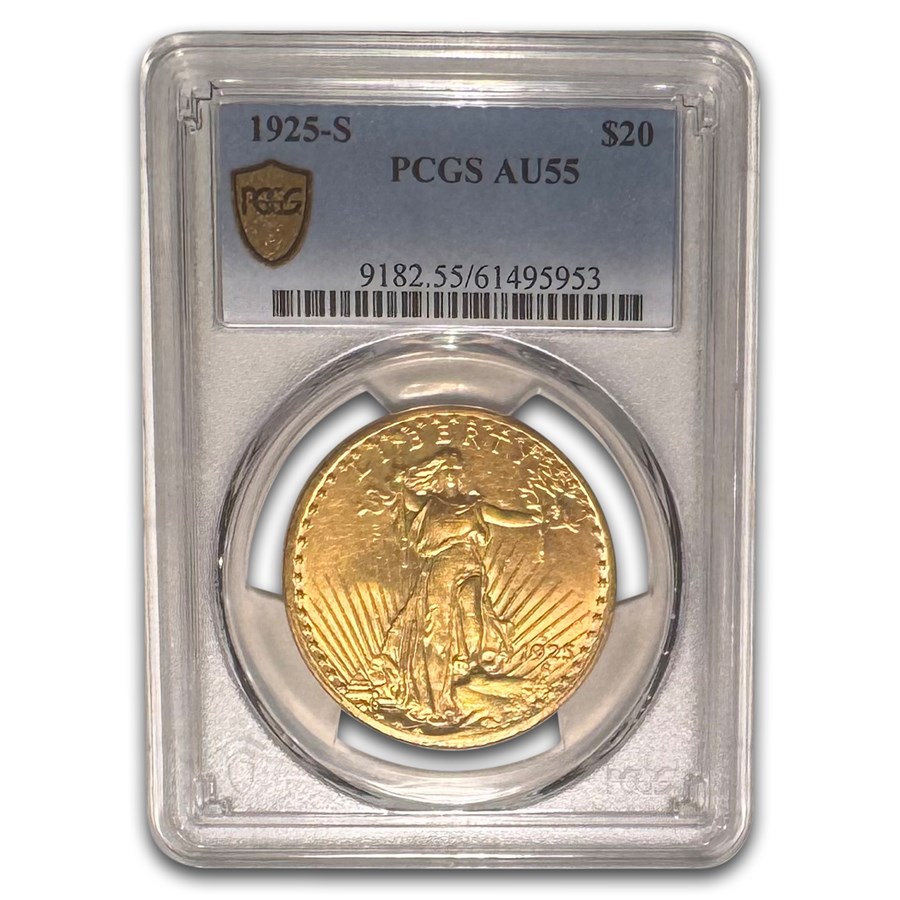 1925-S $20 St Gaudens Gold Double Eagle AU-55 PCGS