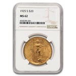 1925-S $20 St Gaudens Gold Double Eagle MS-62 NGC