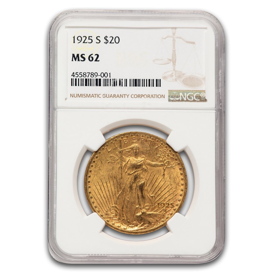 1925-S $20 St Gaudens Gold Double Eagle MS-62 NGC