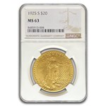 1925-S $20 St Gaudens Gold Double Eagle MS-63 NGC