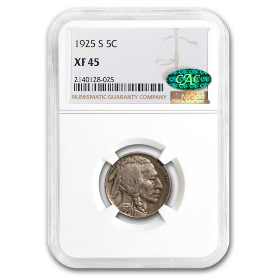 1925-S Buffalo Nickel XF-45 NGC CAC 1925-S Buffalo Nickel XF-45 NGC CAC