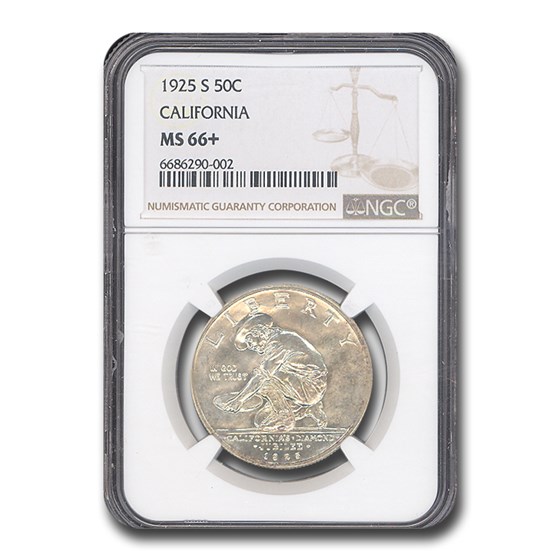 1925-S California Silver Commemorative Half Dollar MS-66+ NGC 1925-S California Silver Commemorative Half Dollar MS-66+ NGC