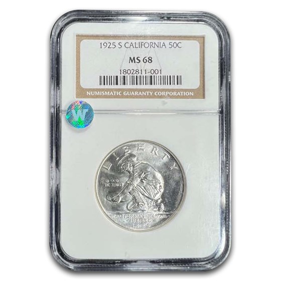 1925-S California Silver Commemorative Half Dollar MS-68 NGC
