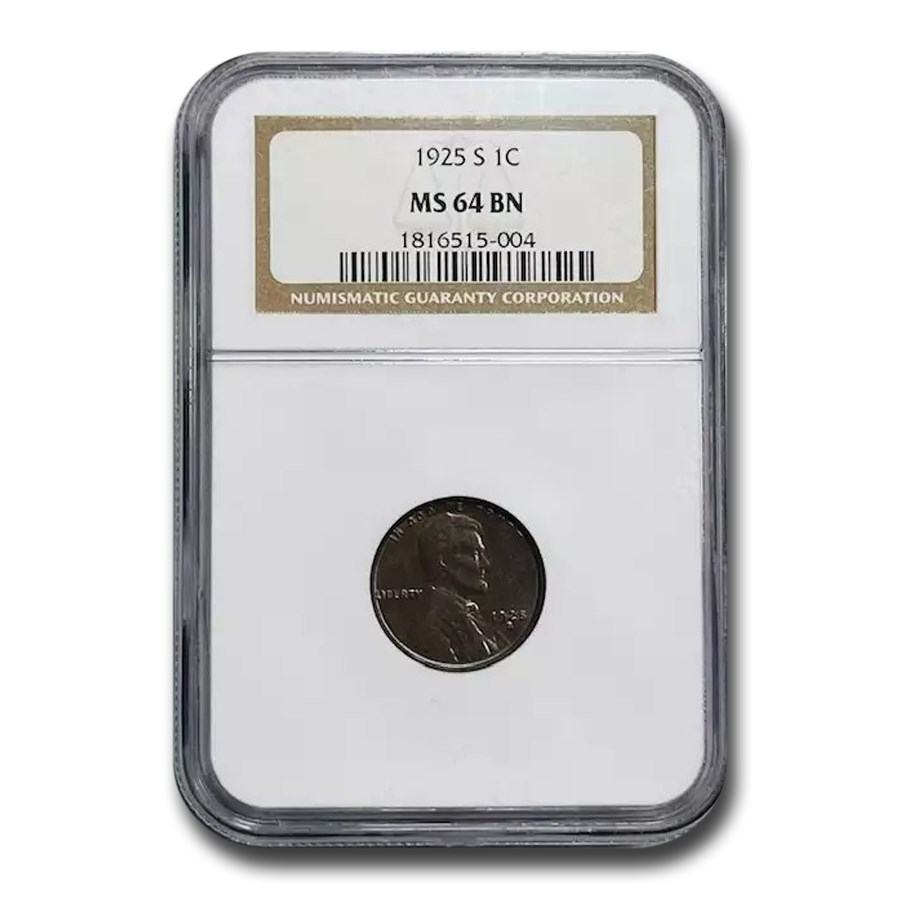 1925-S Lincoln Cent MS-64 NGC (Brown)