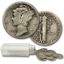 1925-S Mercury Dime 50-Coin Roll Avg Circ