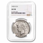1925-S Peace Dollar AU-58 NGC