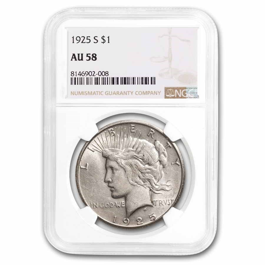1925-S Peace Dollar AU-58 NGC