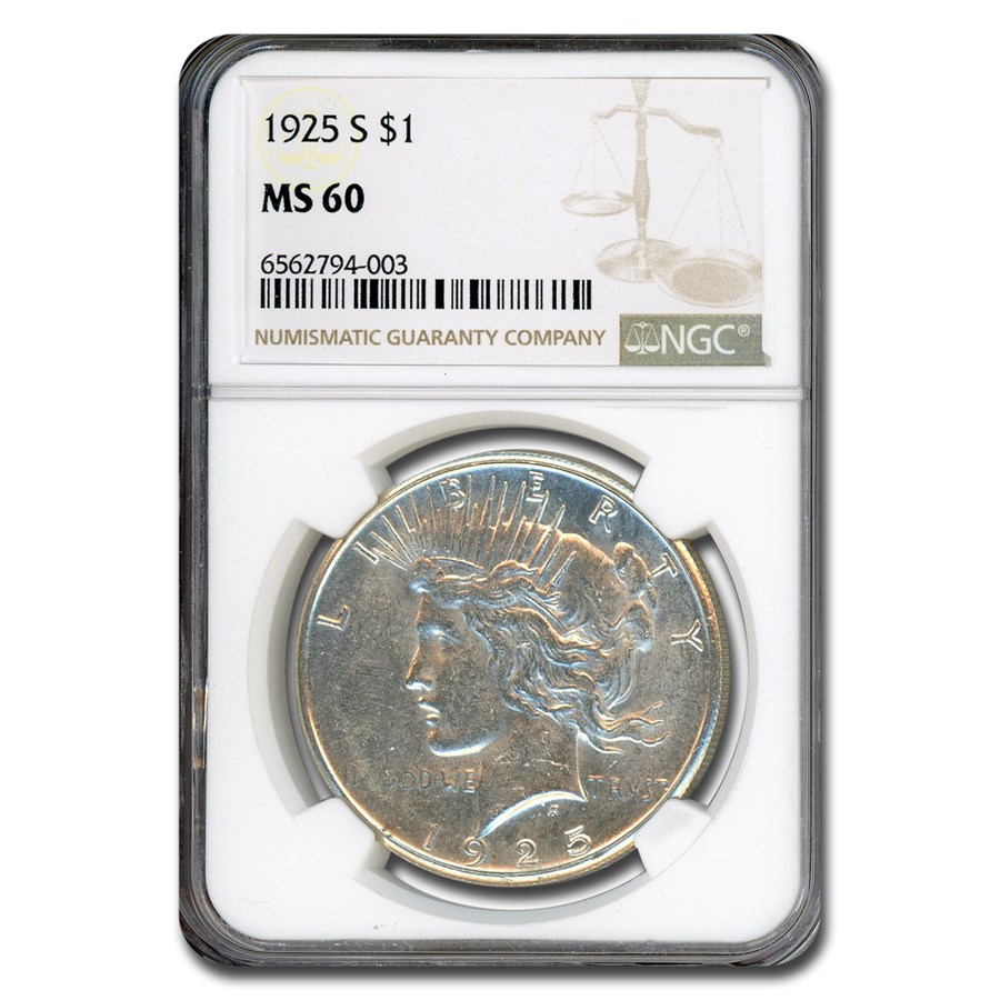 1925-S Peace Dollar MS-60 NGC
