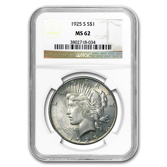 1925-S Peace Dollar MS-62 NGC