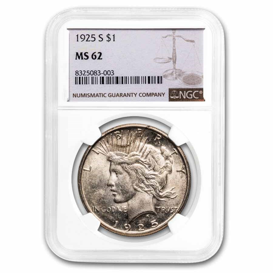 1925-S Peace Dollar MS-62 NGC