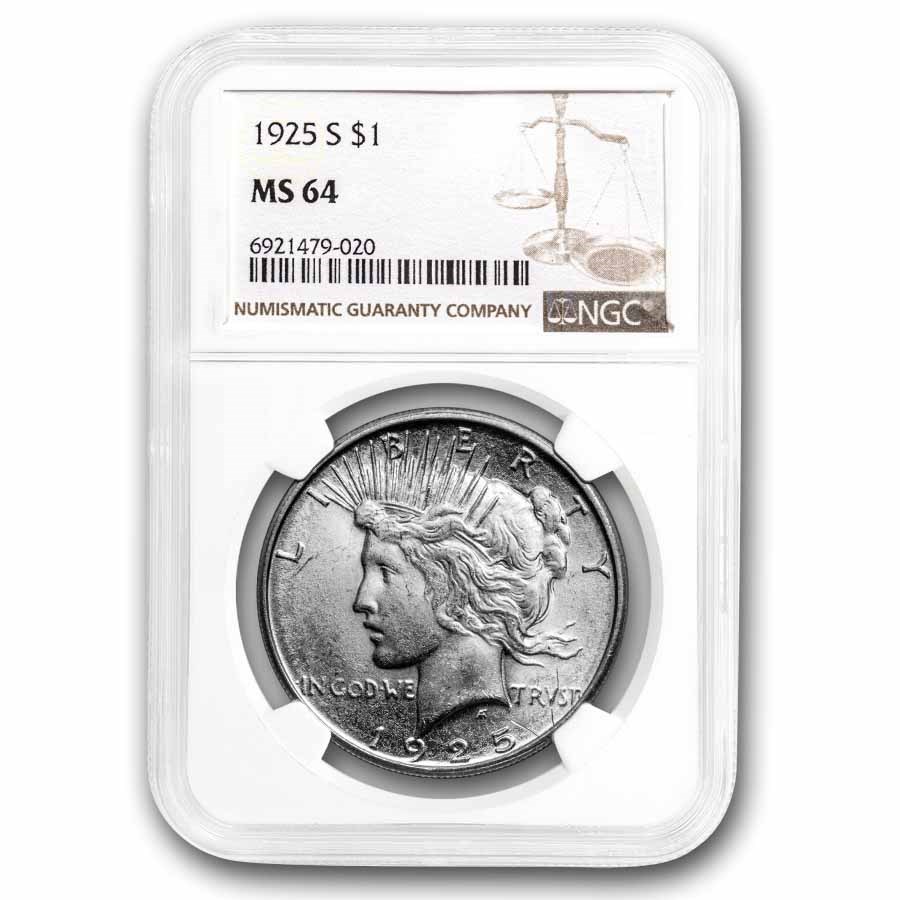 1925-S Peace Dollar MS-64 NGC
