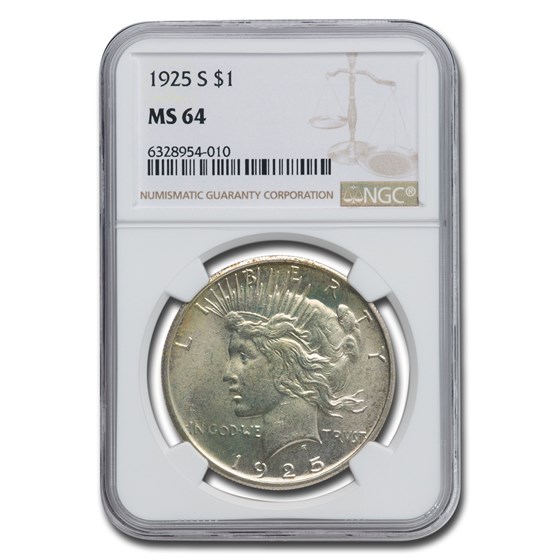 1925-S Peace Dollar MS-64 NGC 1925-S Peace Dollar MS-64 NGC