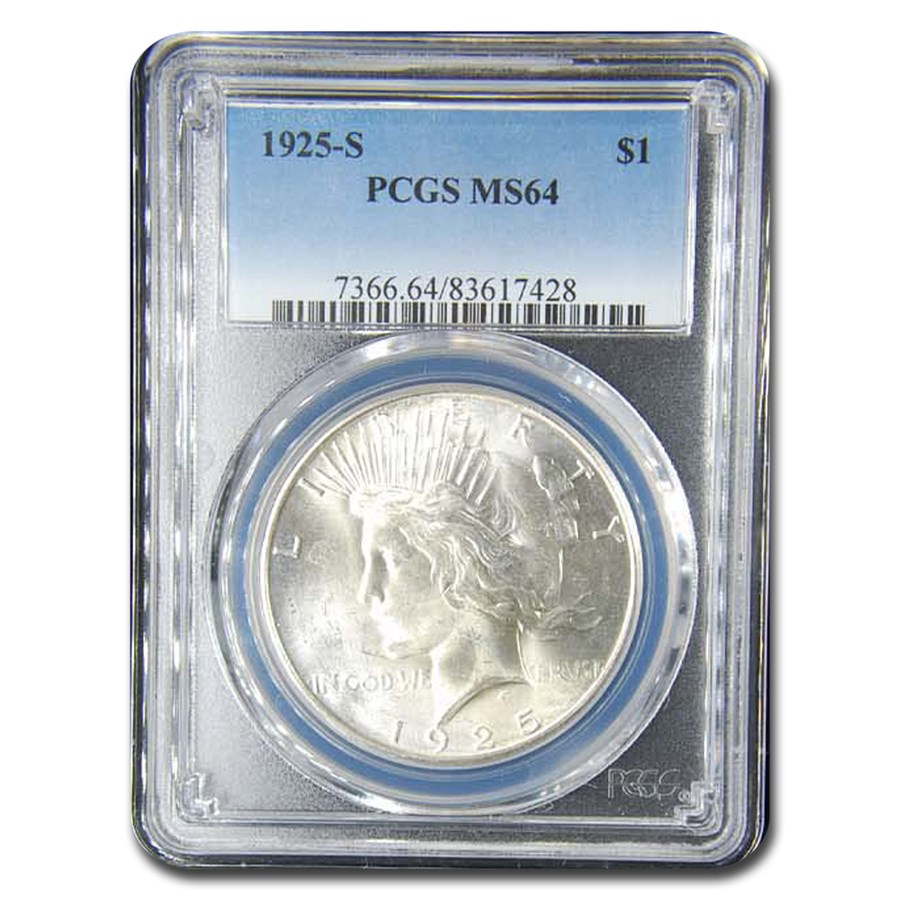 1925-S Peace Dollar MS-64 PCGS