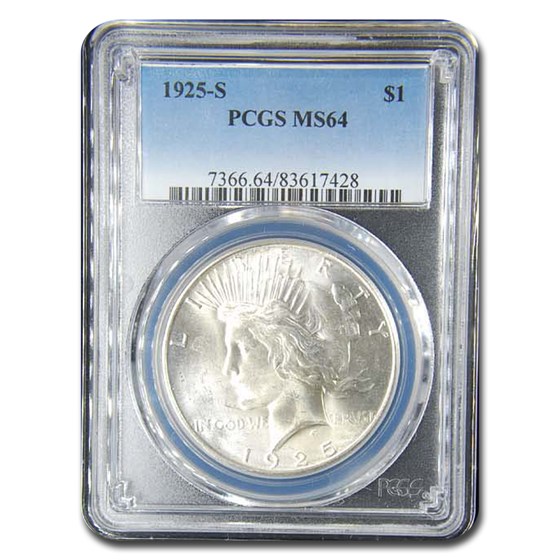 1925-S Peace Dollar MS-64 PCGS 1925-S Peace Dollar MS-64 PCGS