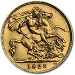 1925-SA South Africa Gold 1/2 Sovereign AU