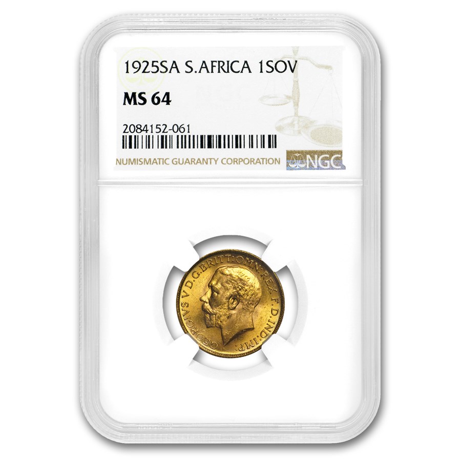 1925-SA South Africa Gold Sovereign MS-64 NGC