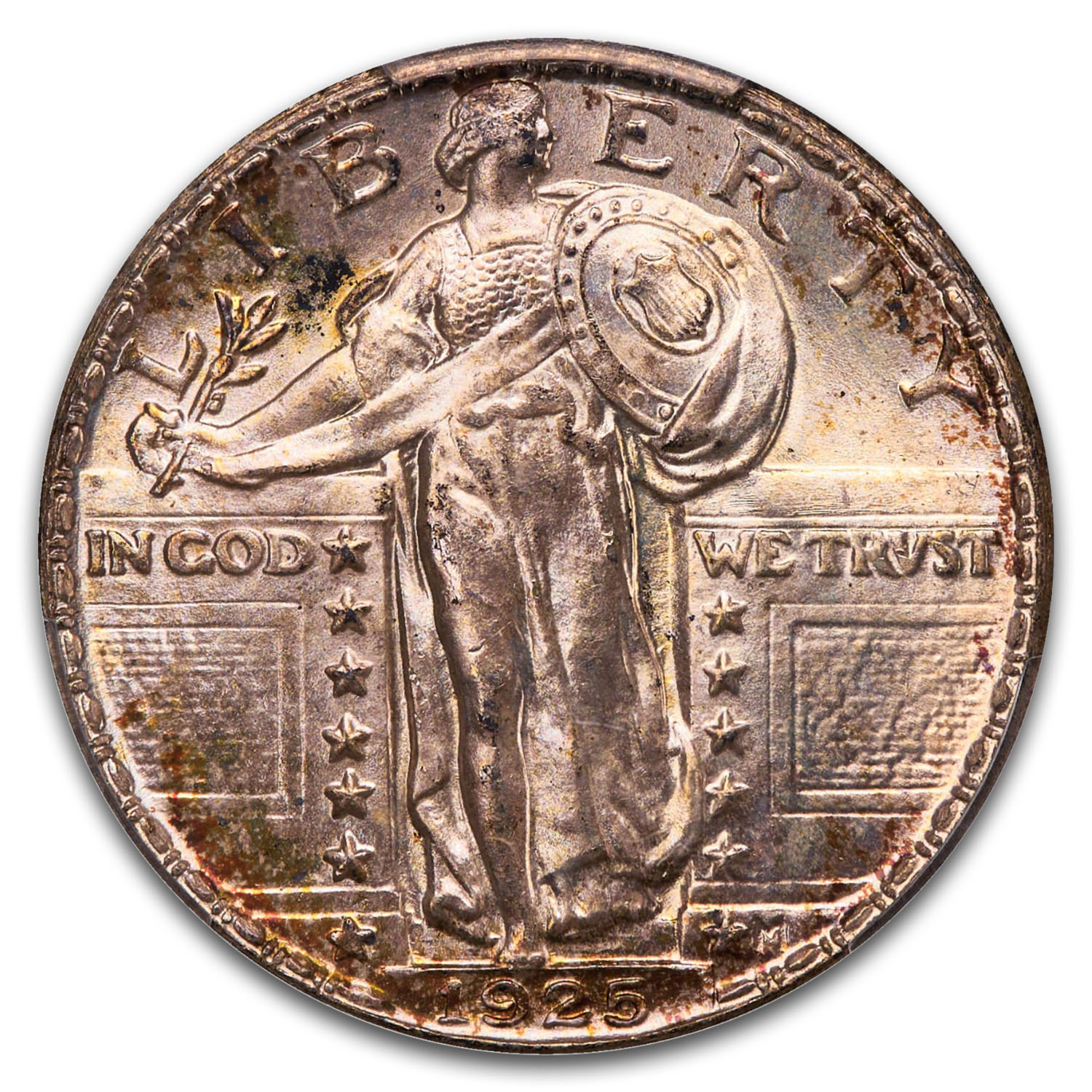 1925 (None) Phil Standing Liberty Quarter Value | Type 2b, Stars