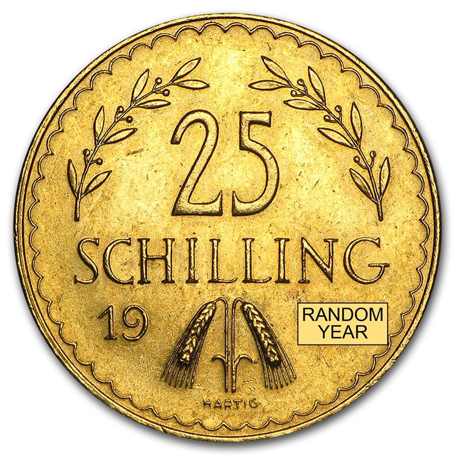 1926-1931 Austria Gold 25 Schilling Prooflike