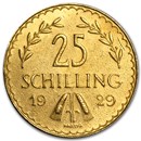 1926-1931 Austria Gold 25 Schillings Avg Circ (Random)