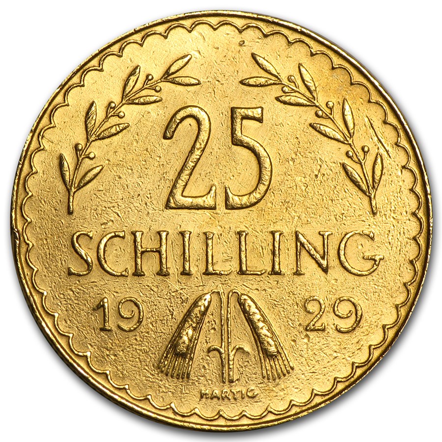 1926-1931 Austria Gold 25 Schillings (Random Dates, Abrasions)