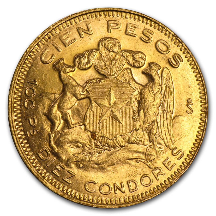 1926-1980 Chile Gold 100 Pesos AU (Random)