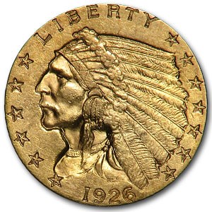 1926 $2.50 Indian Gold MS-62 Details (Obv scratch) 1926 $2.50 Indian Gold MS-62 Details (Obv scratch)