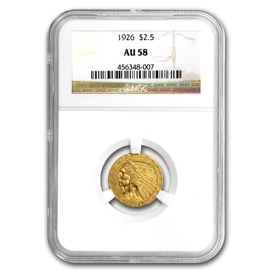 1926 $2.50 Indian Gold Quarter Eagle AU-58 NGC 1926 $2.50 Indian Gold Quarter Eagle AU-58 NGC